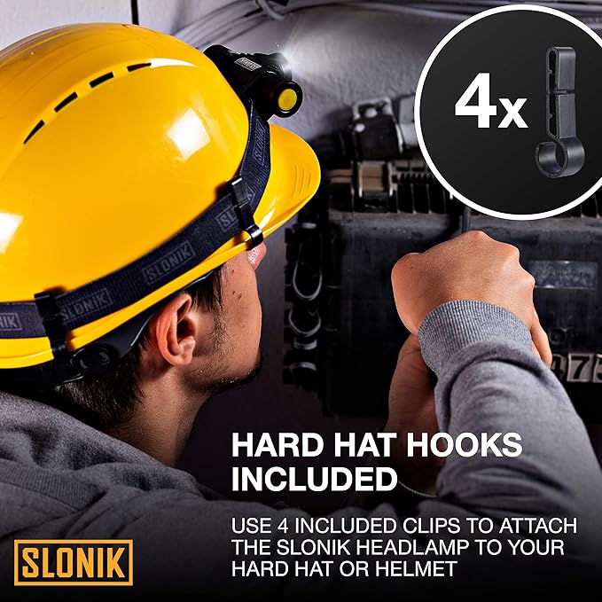 SLONIK Rechargeable Headlamp Flashlight - 500 Lumens Ultra Bright Headlight - IPX4 Waterproof Head