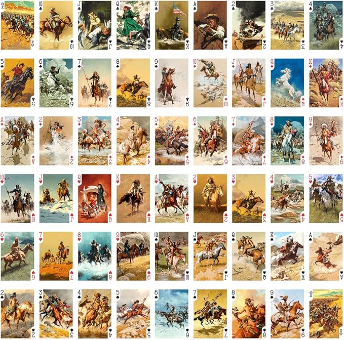 Wild WEST Playing Cards (Poker Deck 54 Cards All Different) Vintage Western Cowboys Pioneers Indians