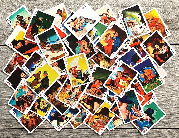 Mystery and Adventure Playing Cards (Poker Deck 54 Cards All Different) Vintage Hardboiled