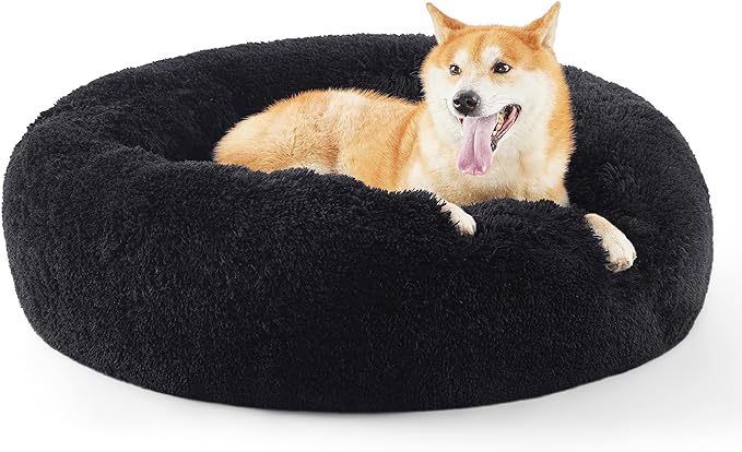 Bedsure Calming Dog Bed for Medium Dogs - Donut Washable Medium Pet Bed, 30 inches Anti-Slip Round