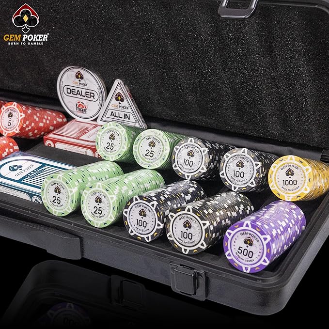 Luna 14 Gram Clay Poker Chips Set for Texas Hold’em, 500PCS Numbered Chips, Features a High-end