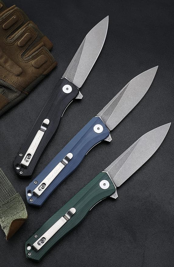 Petrified fish G10 handle D2 steel blade 2CR13 liner ball bearing flipper folding knife camping