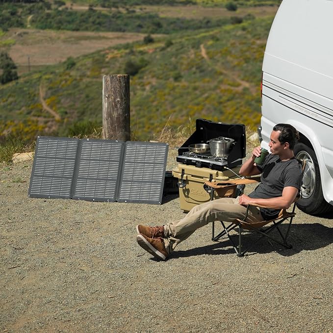 SunJack 120W Foldable Portable Solar Panel Charger with Kickstands, MC4/PD60 USB-C/USB-A, ETFE