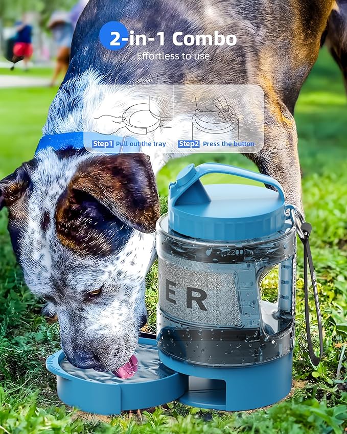 Dog Water Bottle Travel Portable - 77oz Large Travel Water Bowl Dispenser for Dogs Camping