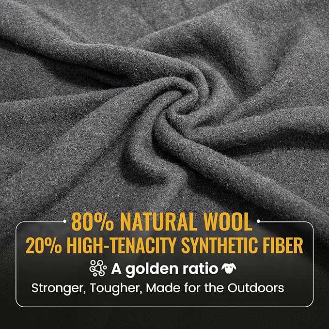 ONETIGRIS Wool Blanket,Wool Camping Blanket Warm, Thick, Washable, Large Car Blanket Great for