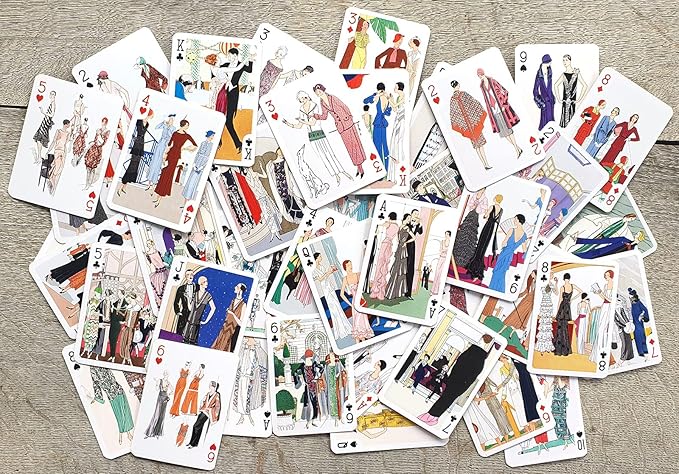 Art Deco Fashion Playing Cards (Poker Deck 54 Cards All Different) Vintage Fashion Belle Epoque Art