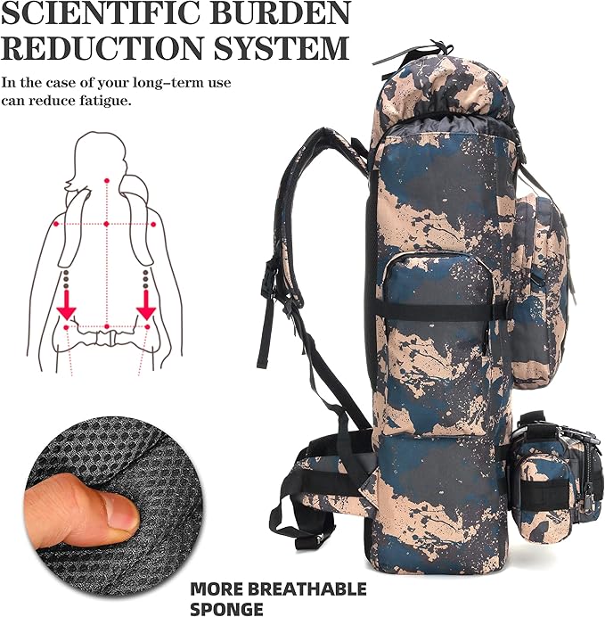 100L Camping Hiking Backpack,Molle military Tactical rucksack backpack,Waterproof Lightweight