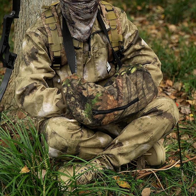 RunNico Camo Hand Muff Warmer - Unisex Camo Hunting Hand Muff - Camouflage Hunting Waist Pouch for