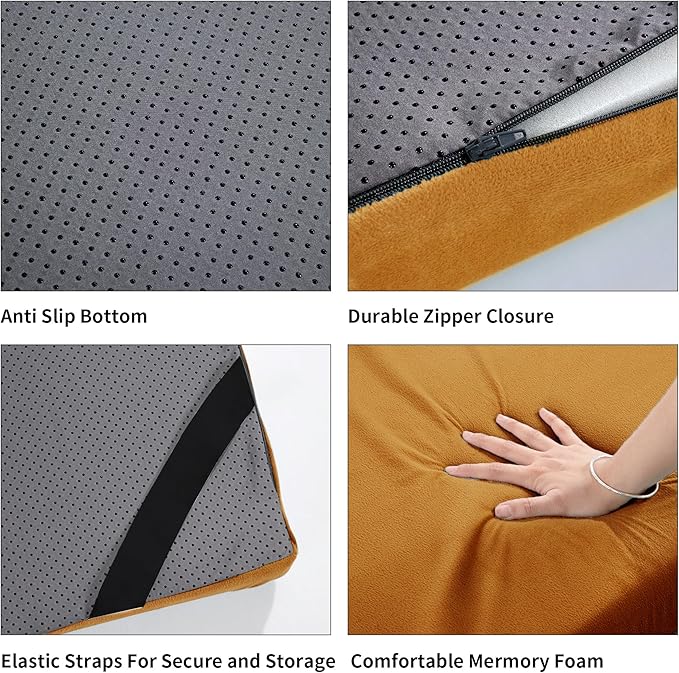 HOMBYS 3 INCH Thick Waterproof Memory Foam Camping Mattress for Outdoor Sleeping, Portable Roll Up