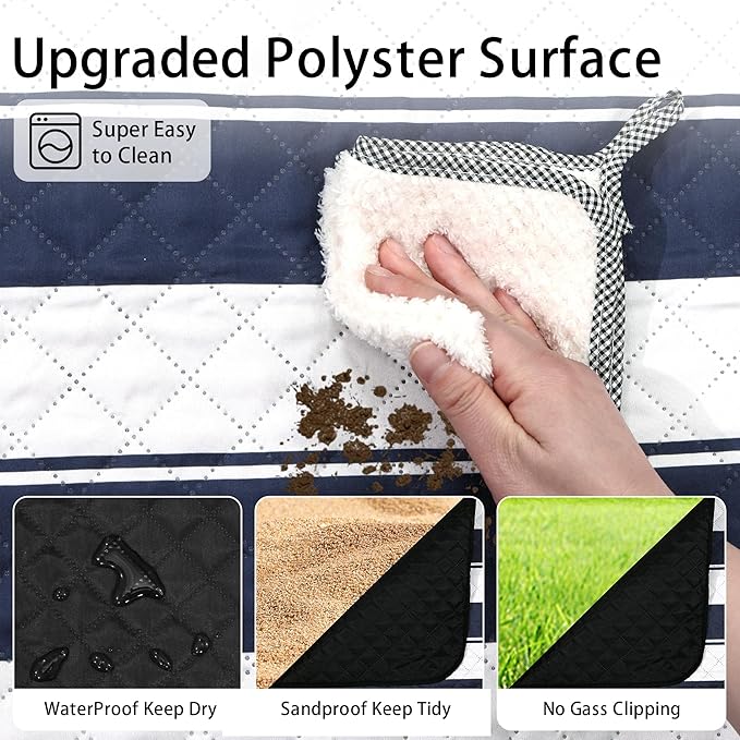 HX&OD Outdoor Picnic Blanket Extra Large, 80”x80” Waterproof Picnic Mat Foldable Camping Blanket