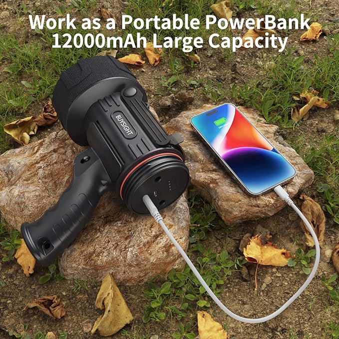 BUYSIGHT Rechargeable Spotlight Flashlight,Super high lumens Hand held Spotlight Waterproof