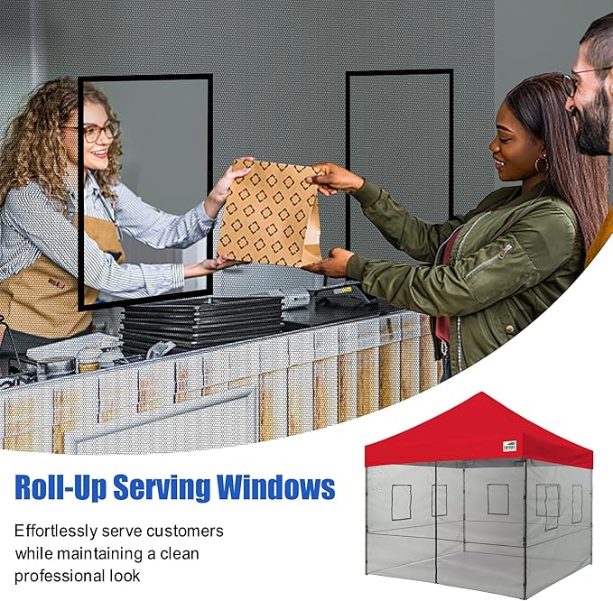 Eurmax USA 10'x10' Pop-up Canopy Tent Commercial Instant Canopies with 4 Removable Zipper End Food