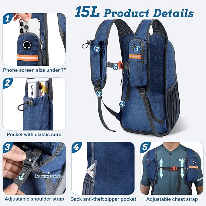 15L Small Hiking Backpack for Men Women Foldable Packable Back Pack Ultralight Hiking Daypack for