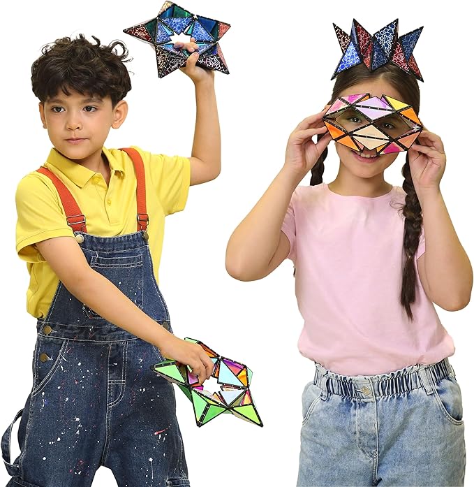 TOSY Magnet Pyramid Glow - 1 Cube Transforms into 1 Billion Shapes, 12 Pieces, 243 Rare Earth