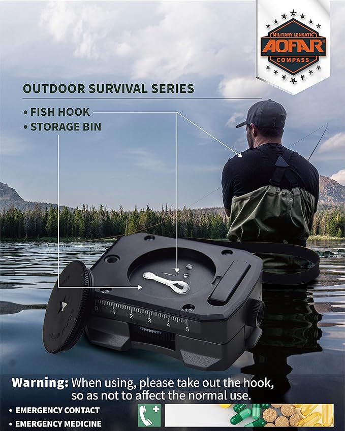 AOFAR Lensatic Sighting Military Compass AF-4090, Aluminum Alloy Material is Lighter, Functional