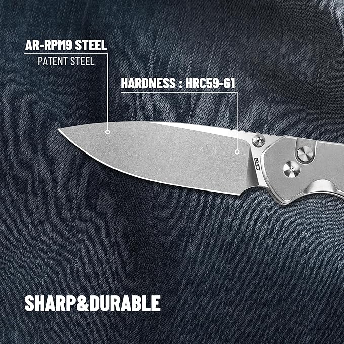 CJRB CUTLERY Pocket Knife Pyrite (J1925L) Button Lock EDC Large Foldable Knife AR-RPM9 Steel Blade