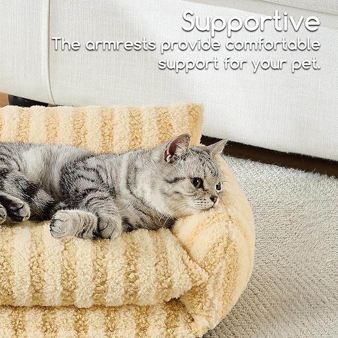 Hollypet Cat Bed Fluffy Plush Mutifuctional Double-Layer Soft Pet Couch Orthopedic Sofa Nest Beds