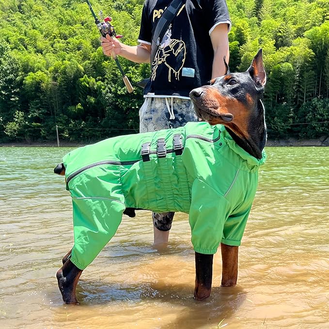 Dogs Waterproof Jacket, Lightweight Waterproof Jacket Reflective Safety Dog Raincoat Windproof