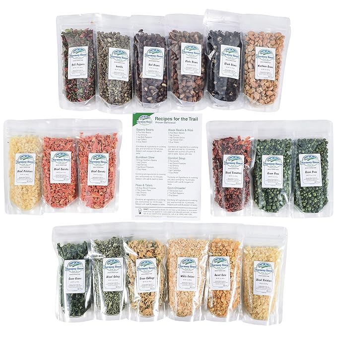 The Backpacking Kit - 18Ct Premium Lightweight Meals in 1 Cup Resealable Pouches by Harmony House