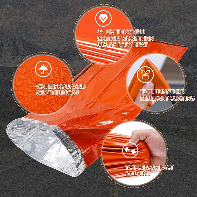 Emergency Sleeping Bag Survival Bivy Sack Use as Emergency Blanket Lightweight Survival Gear for