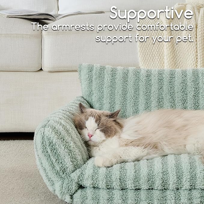 Hollypet Cat Bed Fluffy Plush Mutifuctional Double-Layer Soft Pet Couch Orthopedic Sofa Nest Beds