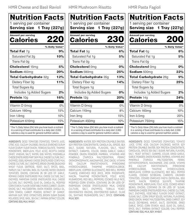 HMR Vegetarian Entrée Pack | Pre-packaged Lunch or Dinner to Support Weight Loss | Pack of 6 Ready