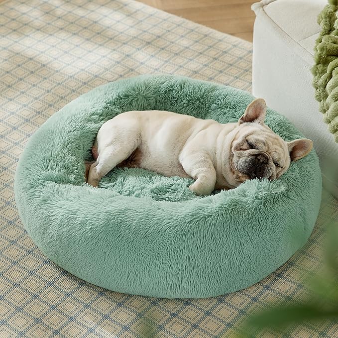 Bedsure Calming Dog Bed for Medium Dogs - Donut Washable Medium Pet Bed, 30 inches Anti-Slip Round