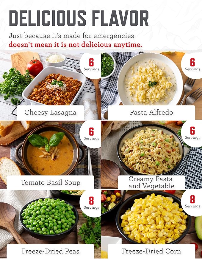 ReadyWise Emergency Food Supply - 104 Servings Variety Pack Bucket, Protein Meals, Dehydrated &