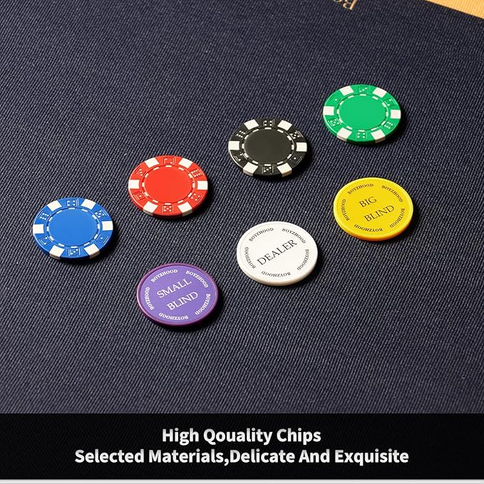 Boyzhood Poker Chips,200Pcs Poker Set with Aluminum Travel Case,11.5 Gram Poker Chips Set for Texas