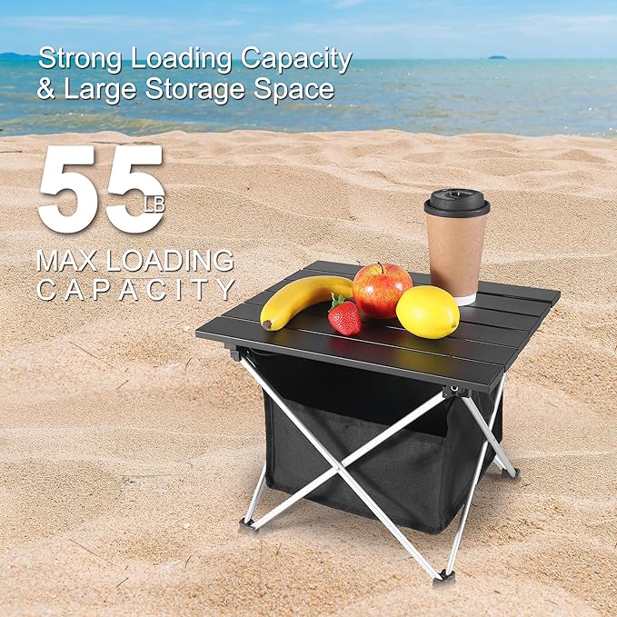 Grope Portable Camping Table Ultralight Aluminum Camp Table with Storage Bag,Beach Table for Sand
