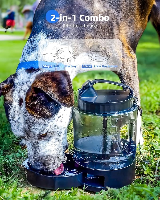 lesotc Dog Travel Water Bottle Portable with Pull-Out Drinking Bowl, 77oz Large Travel Water Bowl