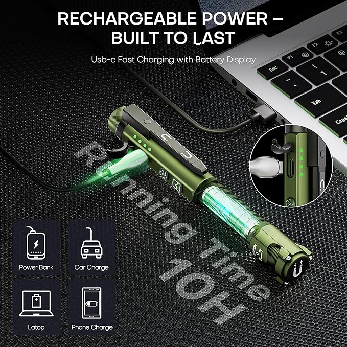 EDC Flashlight Rechargeable,800 Lumen Small Flashlight with Magnetic Clip & Base, 11 Modes LED