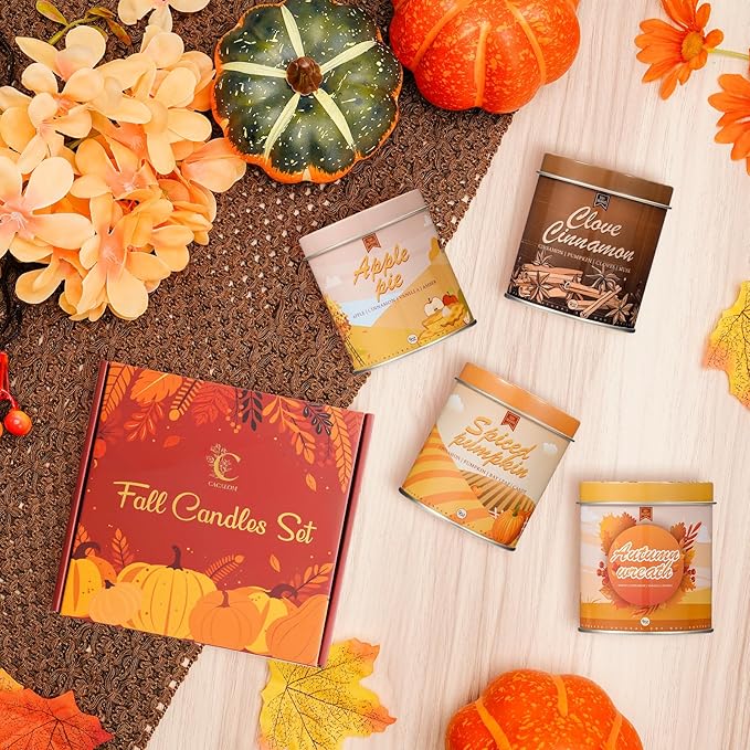 36oz Scented Fall Candles Set, 4Pack Aromatherapy Soy Wax Candles House Warming Halloween Birthday