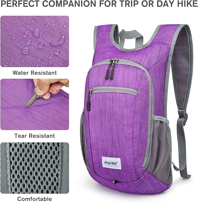 G4Free 10L/15L Hiking Backpack Lightweight Packable Hiking Daypack Small Travel Outdoor Foldable