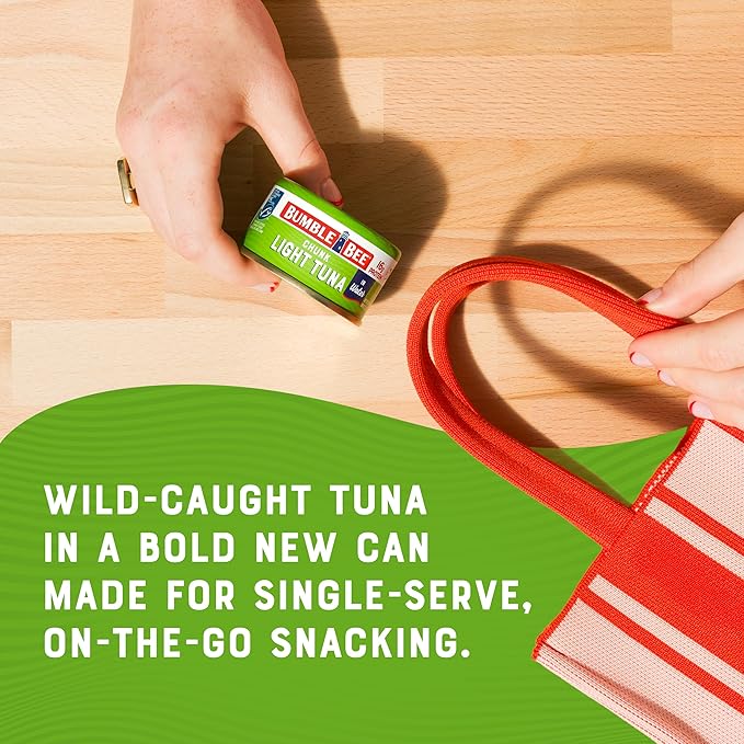 Bumble Bee Snackers - Chunk Light Tuna, 3 oz Easy Open Can - 16g Protein per Serving - Wild Caught