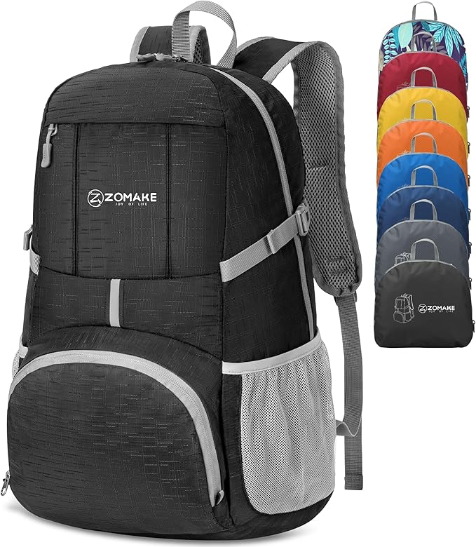 ZOMAKE Lightweight Packable Backpack 35L, Light Foldable Backpacks Water Resistant Collapsible