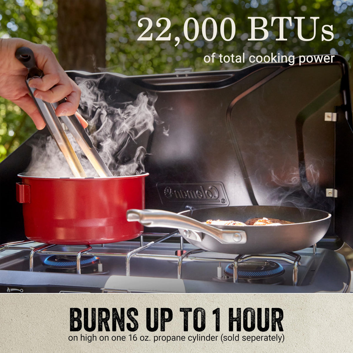 Coleman Triton+ 2-Burner Propane Camping Stove with InstaStart Ignition, Portable Camping Cooktop