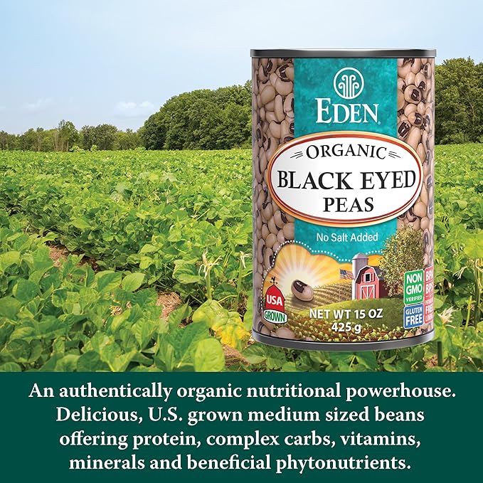 Eden Organic Black Eyed Peas, No Salt Added, 15-Ounce Cans (Pack of 12)
