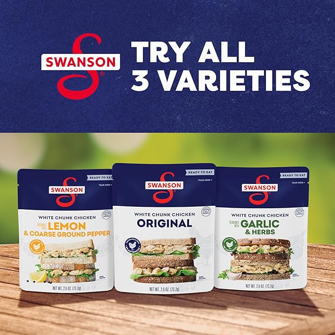 Swanson Original White Chunk Fully Cooked Chicken, Ready to Eat, Simple On-the-Go Meals, 2.6 OZ