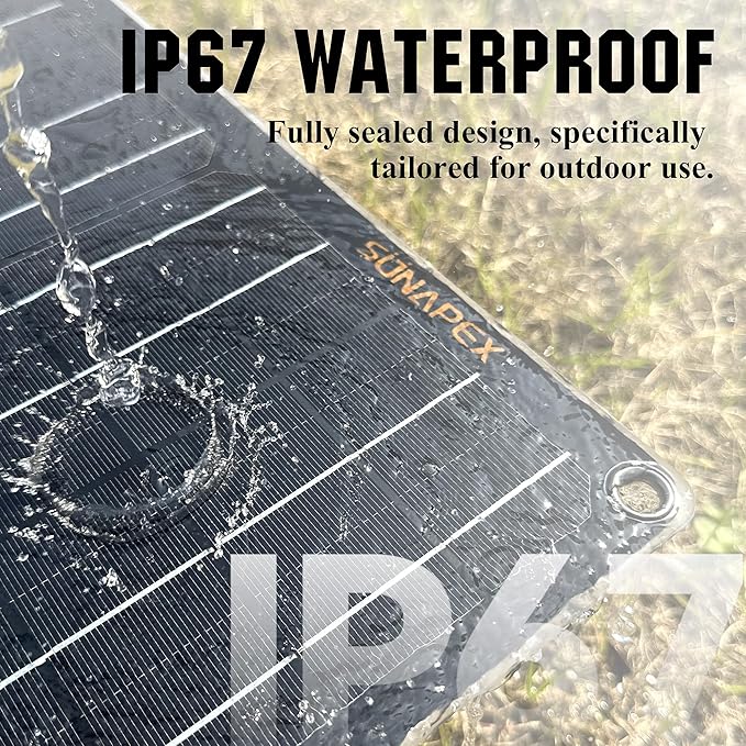 SUNAPEX 12V Solar Battery Charger: 10W Portable Waterproof Solar Panels Trickle Charger Battery