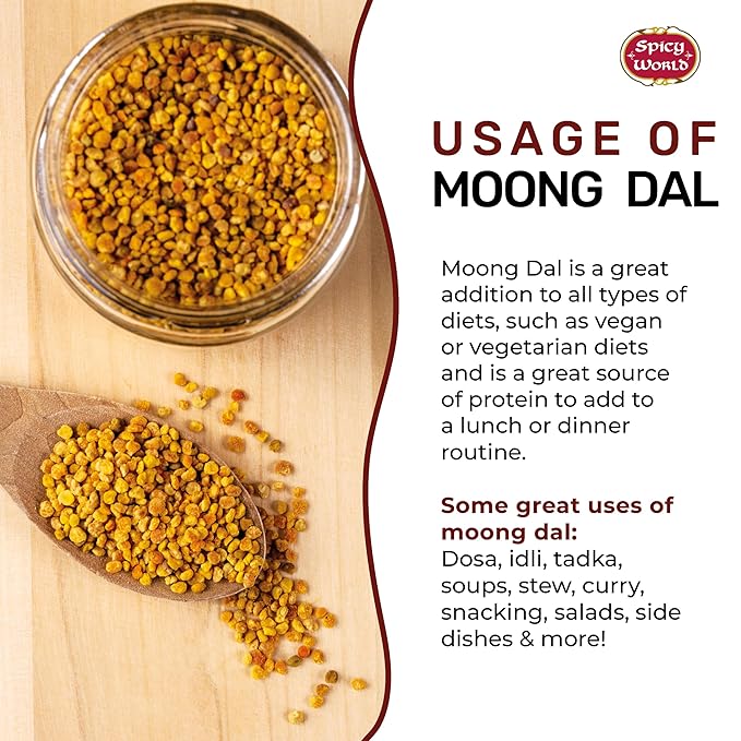 Moong Dal 2 LBS (Mung Split Dry Beans) ~ Indian Golden Lentils ~ 100% Natural & Pure - by Spicy