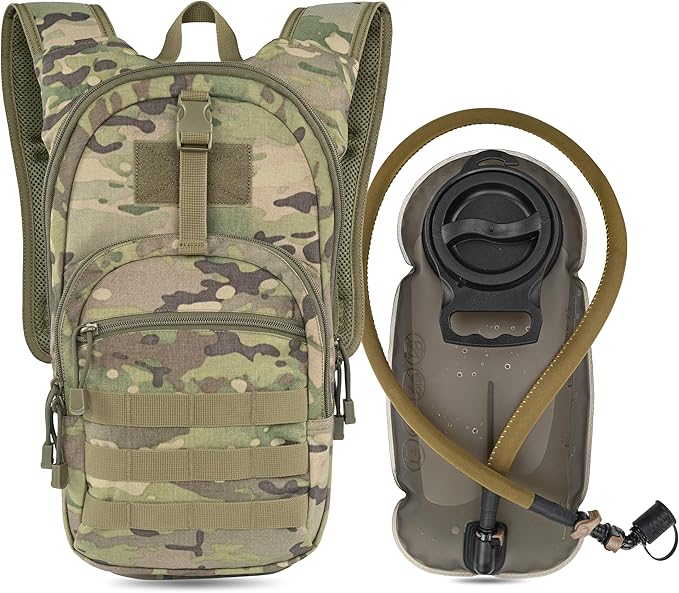 MARCHWAY Tactical Molle Hydration Pack with 2.5L TPU Water Bladder, Low-Profile Organized Military