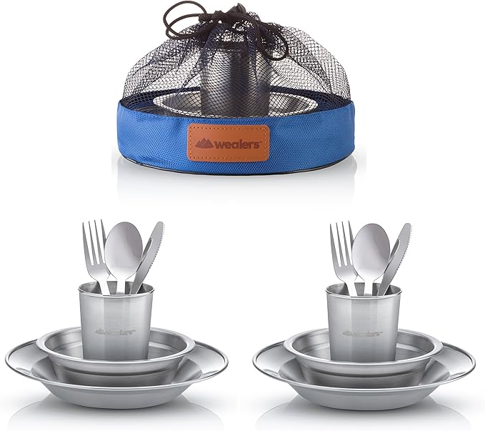 Unique Complete Messware Kit Polished Stainless Steel Dishes Set| Tableware| Dinnerware| Camping|
