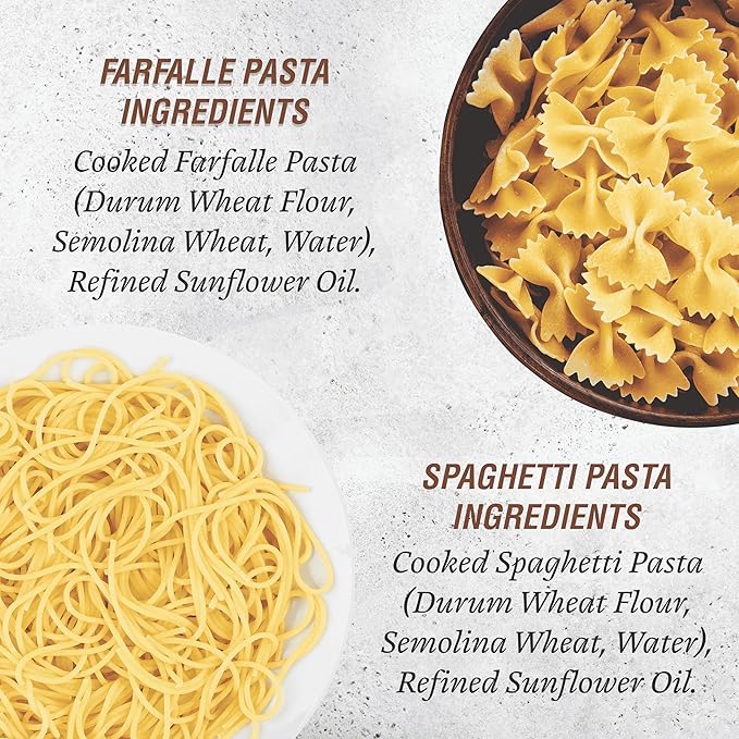 Pasta Zing Variety Pack Pasta ??Ready to Eat Meals | 4x Spaghetti, 3x Farfalle | Vegan Microwave