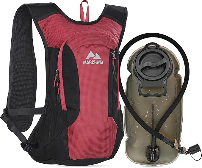 MARCHWAY Lightweight Hydration Backpack with Vest Style Straps & 2.5L TPU Water Bladder, Versatile