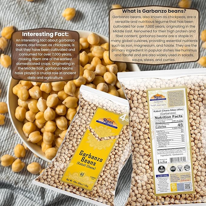 Rani Garbanzo Beans (Kabuli Chana) 64oz (4lbs) 1.81kg Bulk ~ All Natural | Vegan | Gluten Friendly