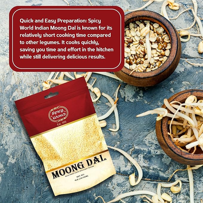 Spicy World Indian Moong Dal - 4 lbs | Premium Split Dry Beans | 100% Natural & Pure | Versatile &