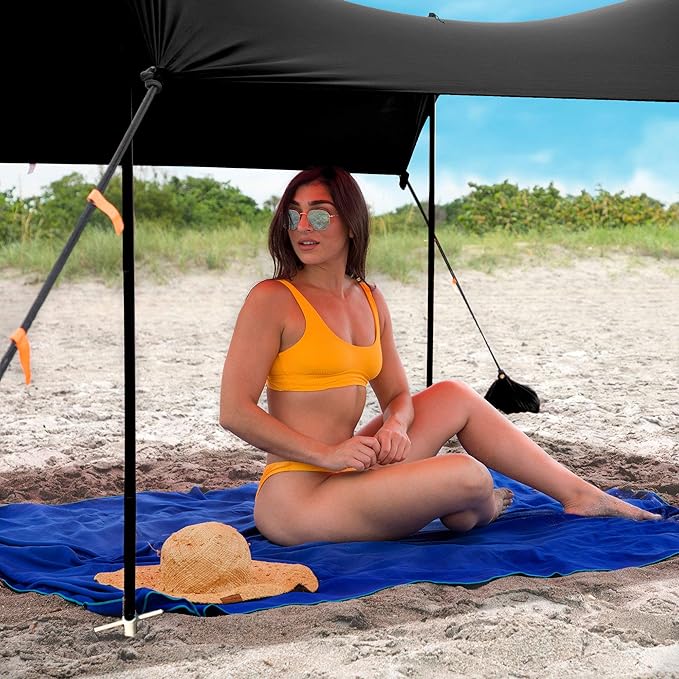 Red Suricata Family Beach Tent & Canopy, UPF50 Sun Shade, 4 Aluminum Poles, Sand Shovel, Medium