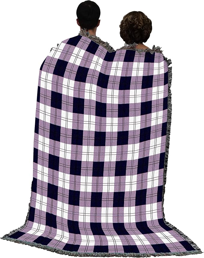 Pure Country Weavers Boysenberry Plaid Blanket - Gift Tapestry Throw Woven from Cotton - Made in