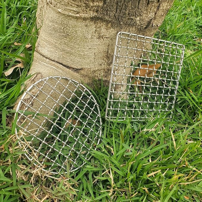 2Peices Backpacker Bushcraft Grill Grate Stainless Steel BBQ Cooking Grill Mesh Campfire Grill
